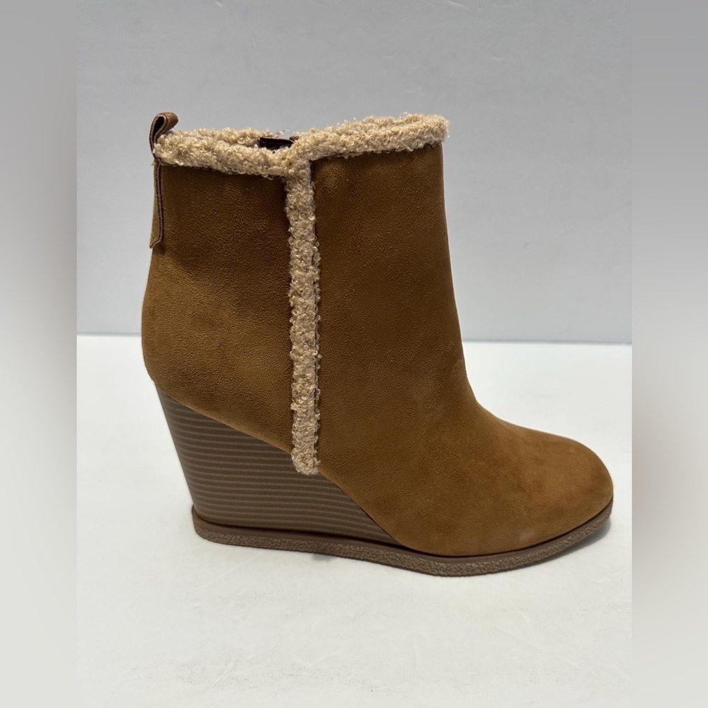 Sun + Stone Womens Camillia Faux Suede Wedge Tan Boots Shoes Size 9m